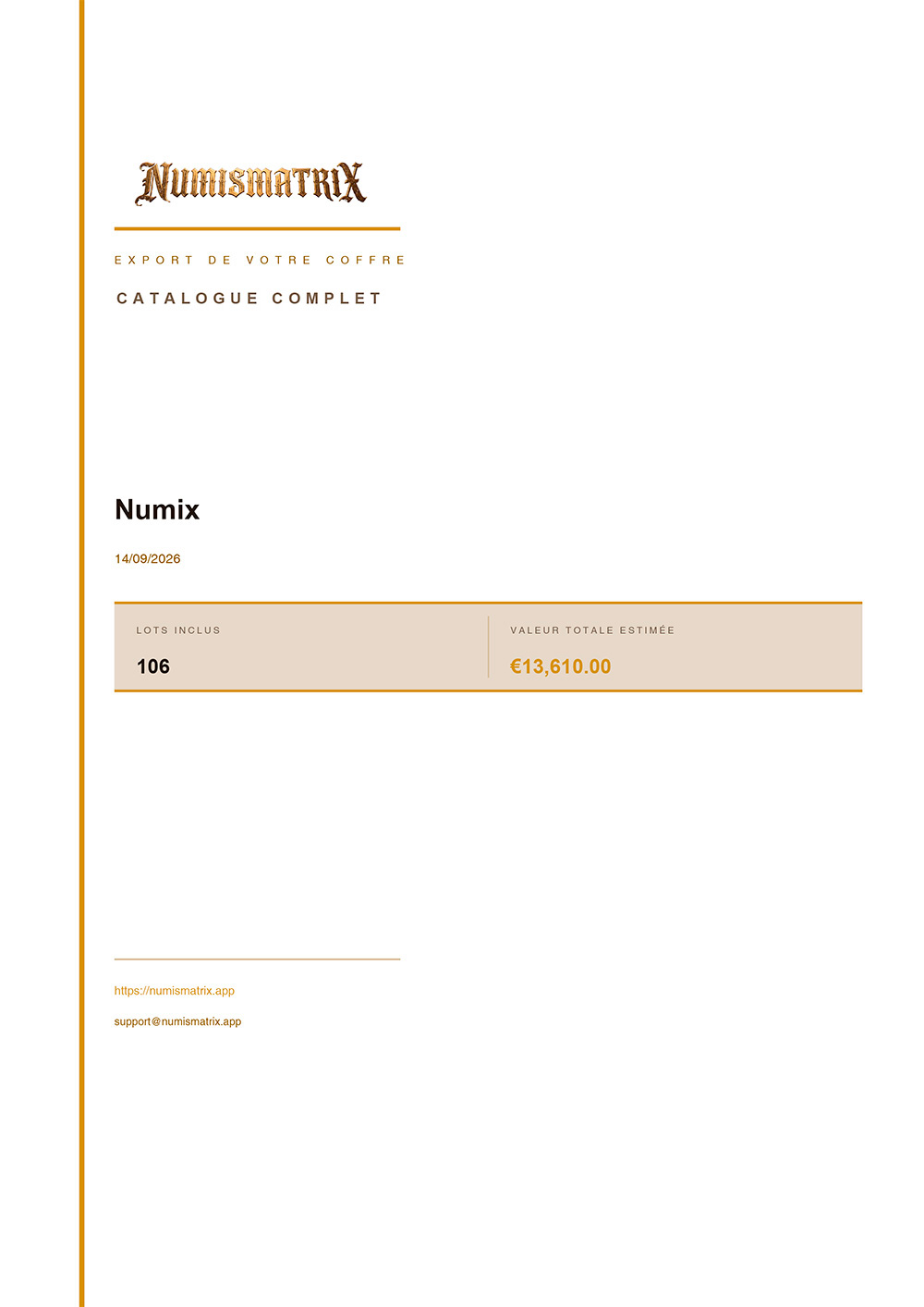 Catalogue muséal — page de garde